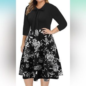Elegant Black and White Floral Dress